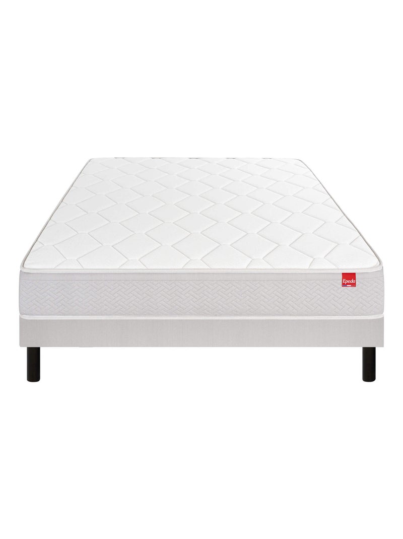 Ensemble matelas ressorts ensachés ITINÉRAIRE, sommier NATURE confort ferme et pieds Blanc - Kiabi