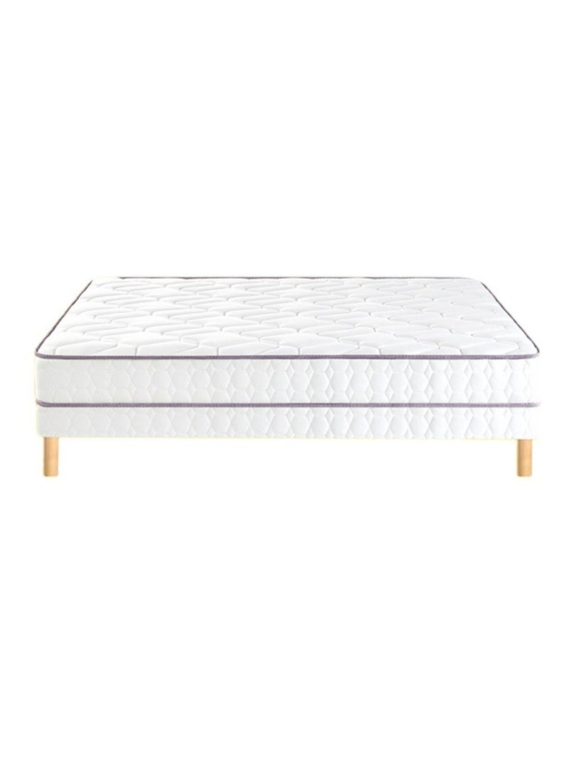 Ensemble matelas ressorts ensachés MORNING ROUTINE, sommier TWIST et pieds Blanc - Kiabi