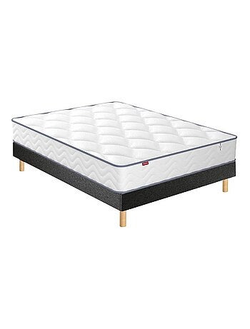 Ensemble matelas ressorts ensachés + mousse mémoire SWEETY, sommier en kit et pieds