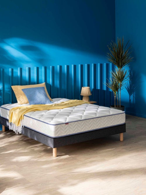 Ensemble matelas ressorts ensachés + mousse mémoire SWEETY, sommier en kit et pieds - Kiabi