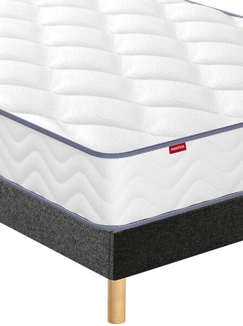 Ensemble matelas ressorts ensachés + mousse mémoire SWEETY, sommier en kit et pieds - Kiabi