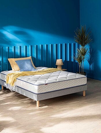 Ensemble matelas ressorts ensachés + mousse mémoire SWEETY, sommier en kit et pieds