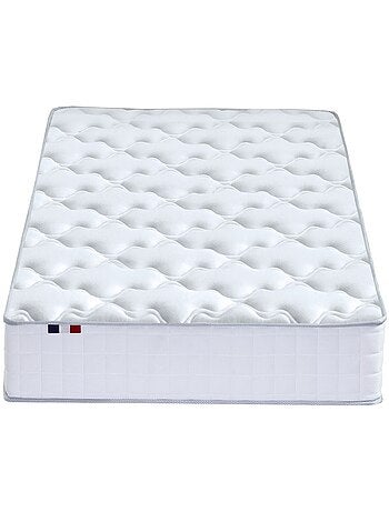 Ensemble matelas ressorts ensachés, SPECTRE + Sommier tapissier - 140 x 190 cm, Sommier - Blanc