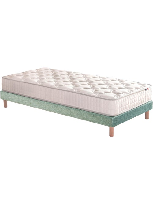 Ensemble matelas ressorts ensachés sommier tapissier vert 90x190 - Kiabi
