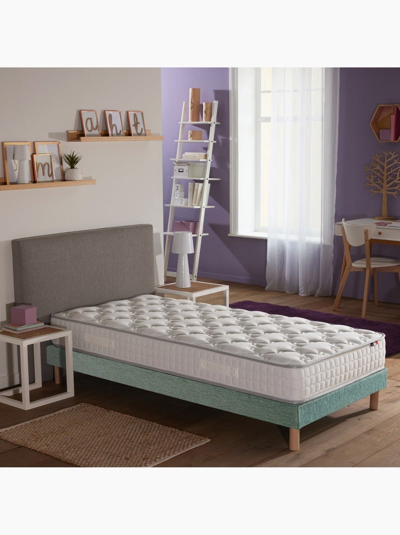 Ensemble matelas ressorts ensachés sommier tapissier vert 90x190 Blanc Vert - Kiabi