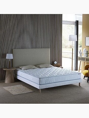 Ensemble matelas ressorts ensachés, SPECTRE + Sommier tapissier - 140 x 190 cm, Sommier - Blanc