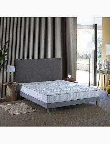 Ensemble matelas ressorts ensachés, SPECTRE + Sommier tapissier - 140 x 190 cm, Sommier - Blanc