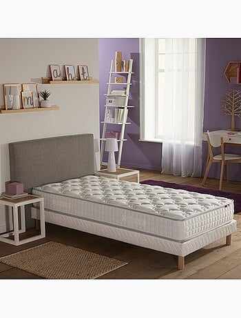 Ensemble matelas ressorts ensachés, SPECTRE + Sommier tapissier - 90 x 190 cm, Sommier - Blanc