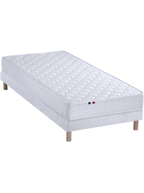 Ensemble matelas ressorts ensachés, SPECTRE + Sommier tapissier - 90 x 190 cm, Sommier - Blanc - Kiabi