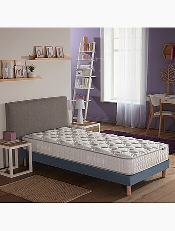 Ensemble matelas ressorts ensachés, SPECTRE + Sommier tapissier - 90 x 190 cm, Sommier - Blanc