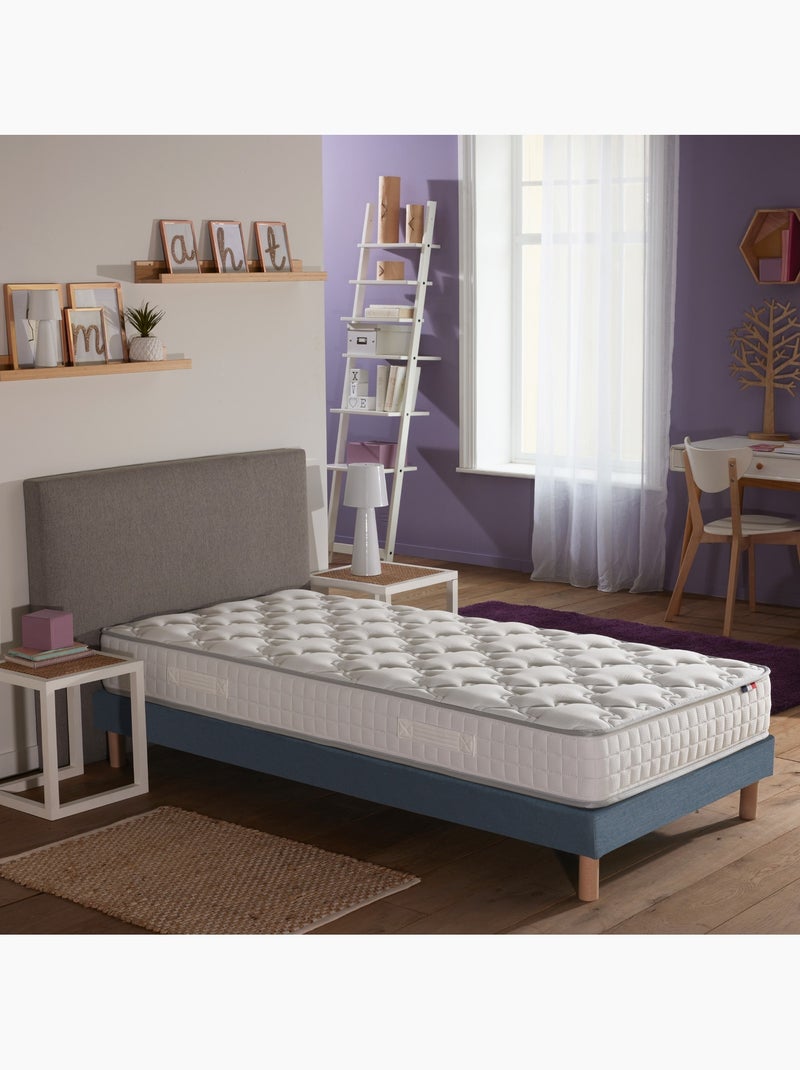Ensemble matelas ressorts ensachés, SPECTRE + Sommier tapissier - 90 x 190 cm, Sommier - Bleu denim Blanc Bleu - Kiabi