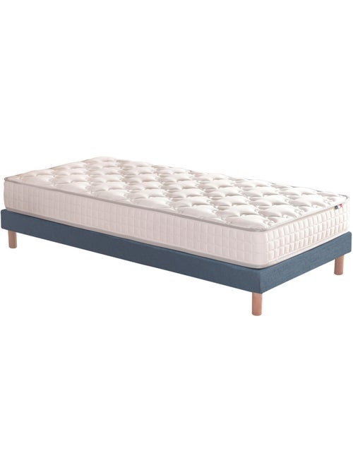 Ensemble matelas ressorts ensachés, SPECTRE + Sommier tapissier - 90 x 190 cm, Sommier - Bleu denim - Kiabi