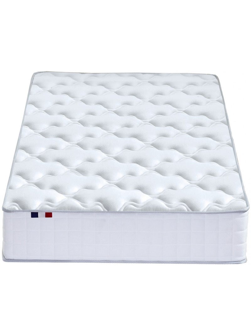 Ensemble matelas ressorts ensachés, SPECTRE + Sommier tapissier - 90 x 190 cm, Sommier - Bleu denim Blanc Bleu - Kiabi