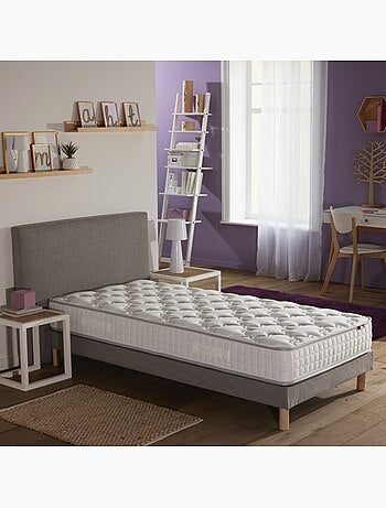 Ensemble matelas ressorts ensachés, SPECTRE + Sommier tapissier - 140 x 190 cm, Sommier - Blanc