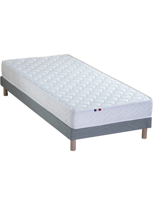 Ensemble matelas ressorts ensachés, SPECTRE + Sommier tapissier - 90 x 190 cm, Sommier - Gris chiné - Kiabi