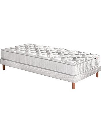 Ensemble matelas ressorts ensachés, SPECTRE + Sommier tapissier - Sommier - Blanc