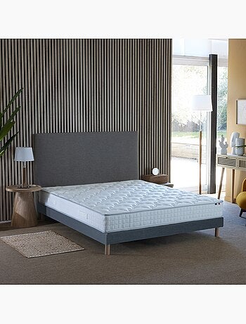 Ensemble matelas ressorts ensachés, SPECTRE + Sommier tapissier - Sommier - Blanc