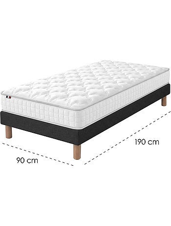Ensemble matelas ressorts ensachés, spectre + sommier tapissier - sommier - blanc