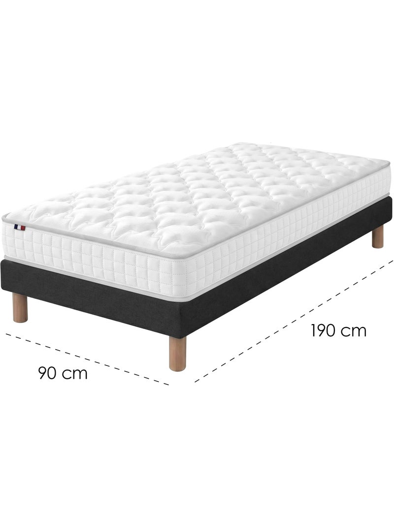Ensemble matelas ressorts ensachés, spectre + sommier tapissier - sommier - noir Noir - Kiabi