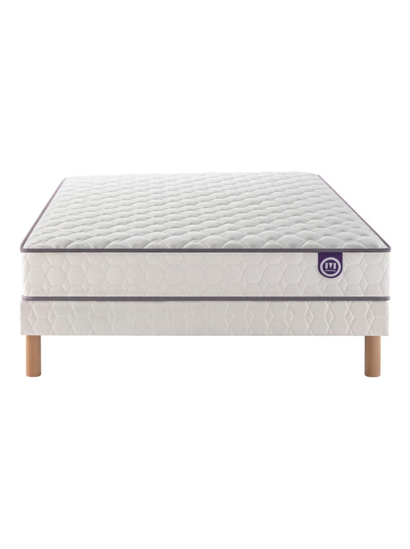 Ensemble matelas ressorts ensachés WELL BED, sommier TWIST et pieds Blanc - Kiabi