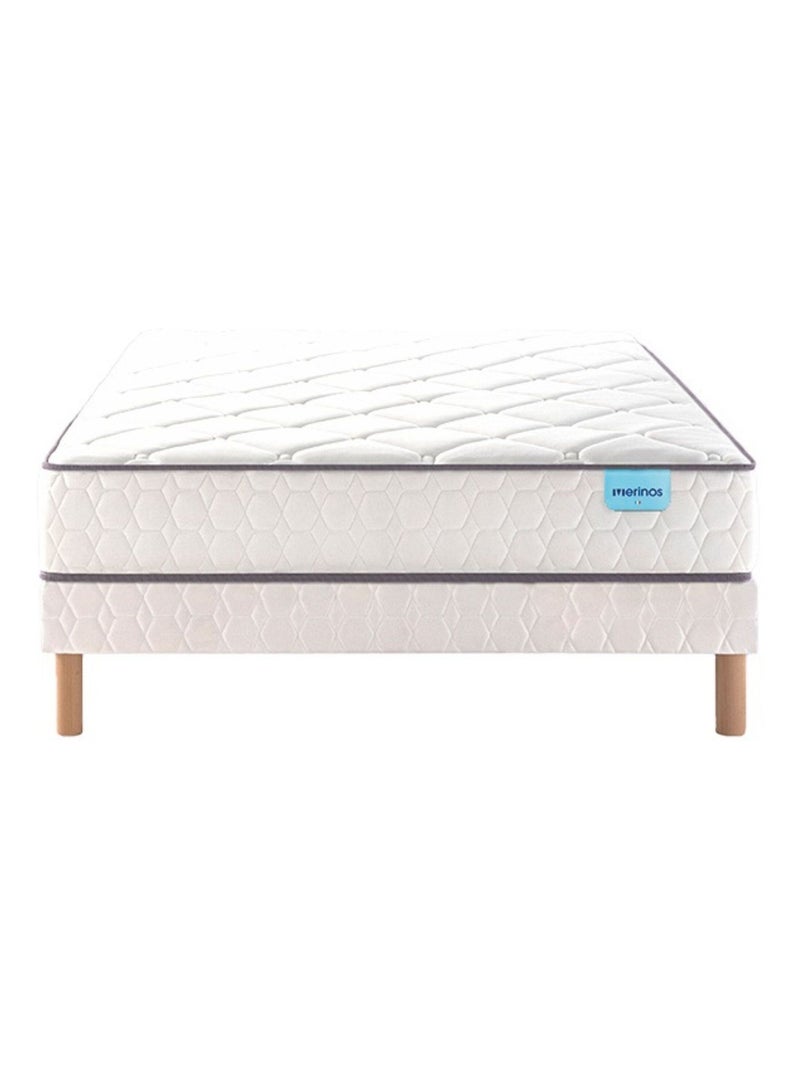 Ensemble matelas ressorts et mémoire de forme CHEER BED, sommier TWIST et pieds Blanc - Kiabi