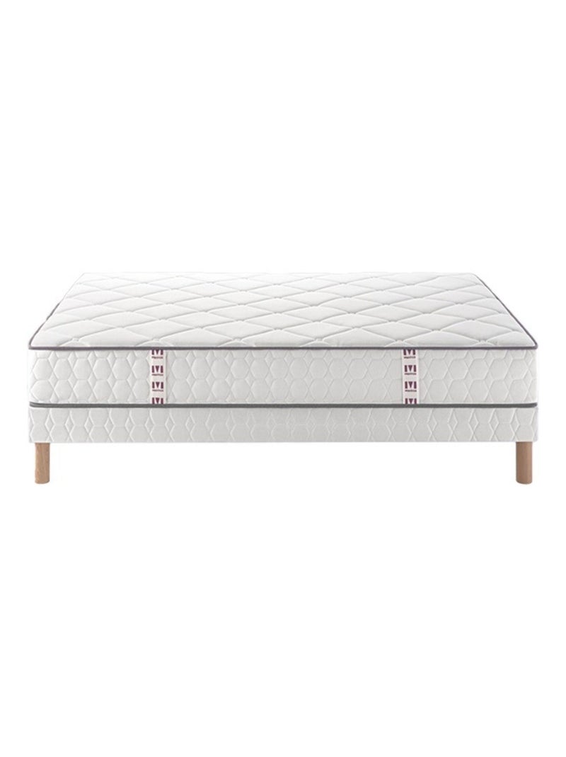 Ensemble matelas ressorts et mémoire de forme CHEER BED, sommier TWIST et pieds Blanc - Kiabi