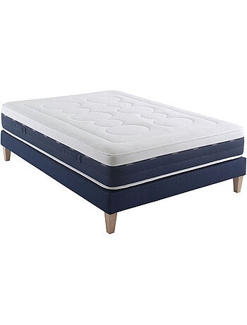 Ensemble matelas ressorts et mémoire de forme, sommier et pieds Rêve 600