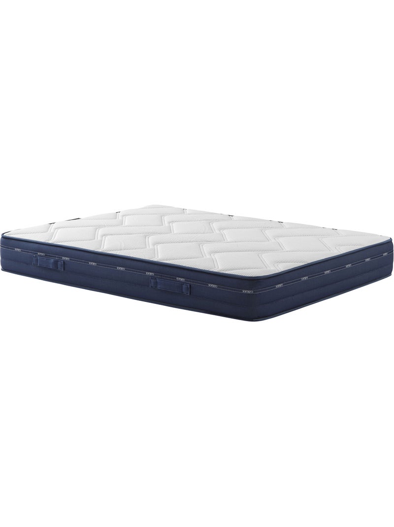 Ensemble matelas ressorts et mémoire de forme, sommier, pieds, couette et oreiller Rêve 500 Blanc - Kiabi