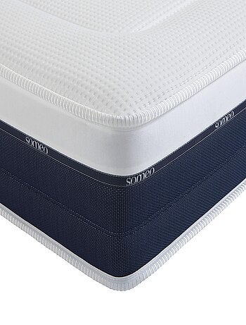 Ensemble matelas ressorts et mémoire de forme, sommier, pieds, couette et oreiller Rêve 600