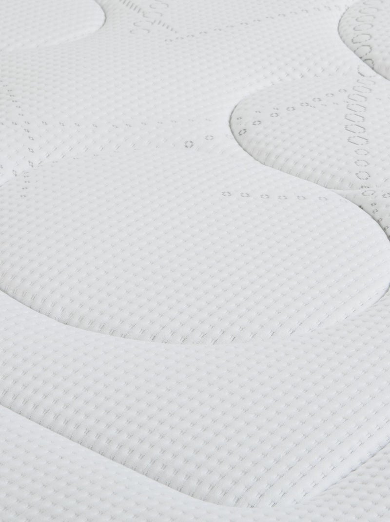 Ensemble matelas ressorts et mémoire de forme, sommier, pieds, couette et oreiller Rêve 600 Blanc - Kiabi