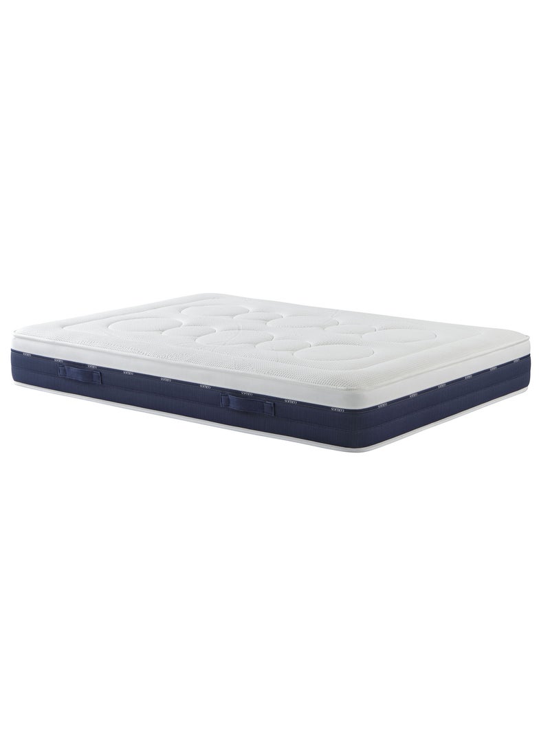 Ensemble matelas ressorts et mémoire de forme, sommier, pieds, couette et oreiller Rêve 600 Blanc - Kiabi