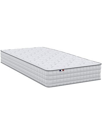 Ensemble matelas ressorts ensachés, SPECTRE + Sommier tapissier - 140 x 190 cm, Sommier - Blanc