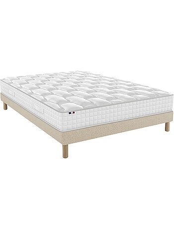 Ensemble matelas ressorts, H24cm, sommier en kit beige