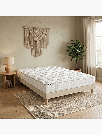 Ensemble matelas ressorts, H24cm, sommier en kit beige