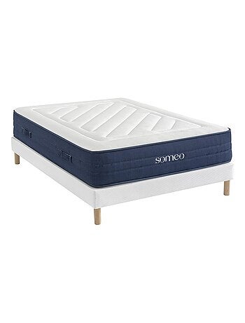 Ensemble matelas ressorts, latex et mémoire de forme, sommier Constellation et pieds Rêve 700