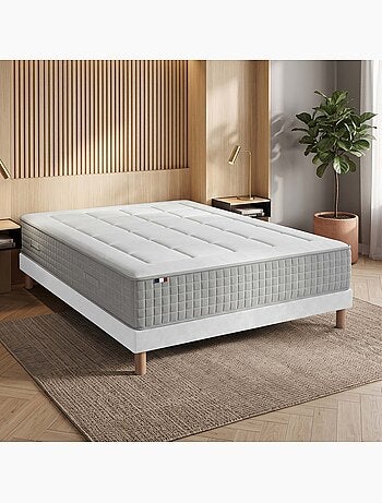 Ensemble matelas ressorts max sommier déco blanc