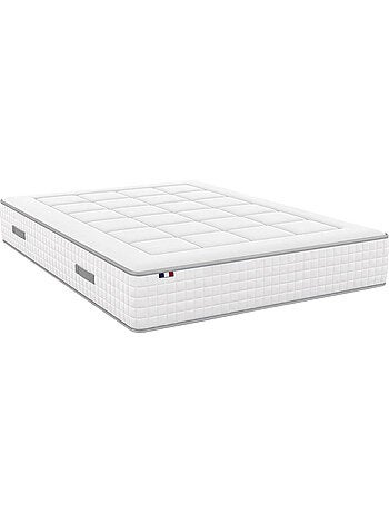 Ensemble matelas ressorts mémoire de forme bellagio sommier déco beige