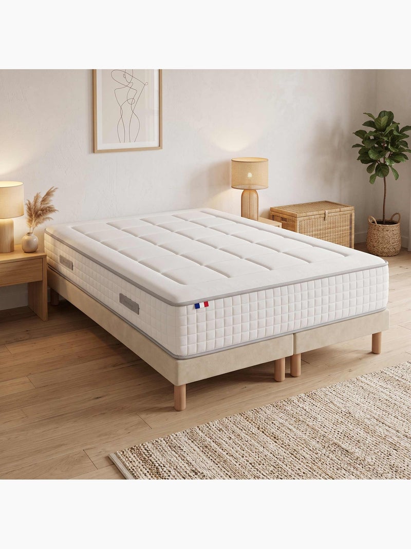 Ensemble matelas ressorts mémoire de forme bellagio sommier déco beige Beige clair - Kiabi