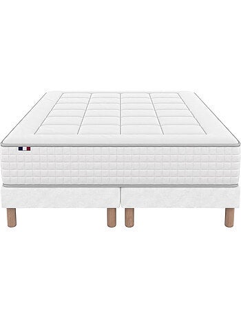 Ensemble matelas ressorts mémoire de forme bellagio sommier déco blanc