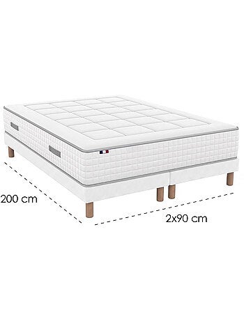 Ensemble matelas ressorts mémoire de forme bellagio sommier déco blanc