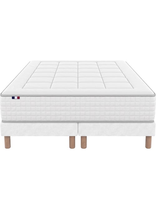 Ensemble matelas ressorts mémoire de forme bellagio sommier déco blanc - Kiabi Ensemble matelas ressorts mémoire de forme bellagio sommier déco blanc - Kiabi