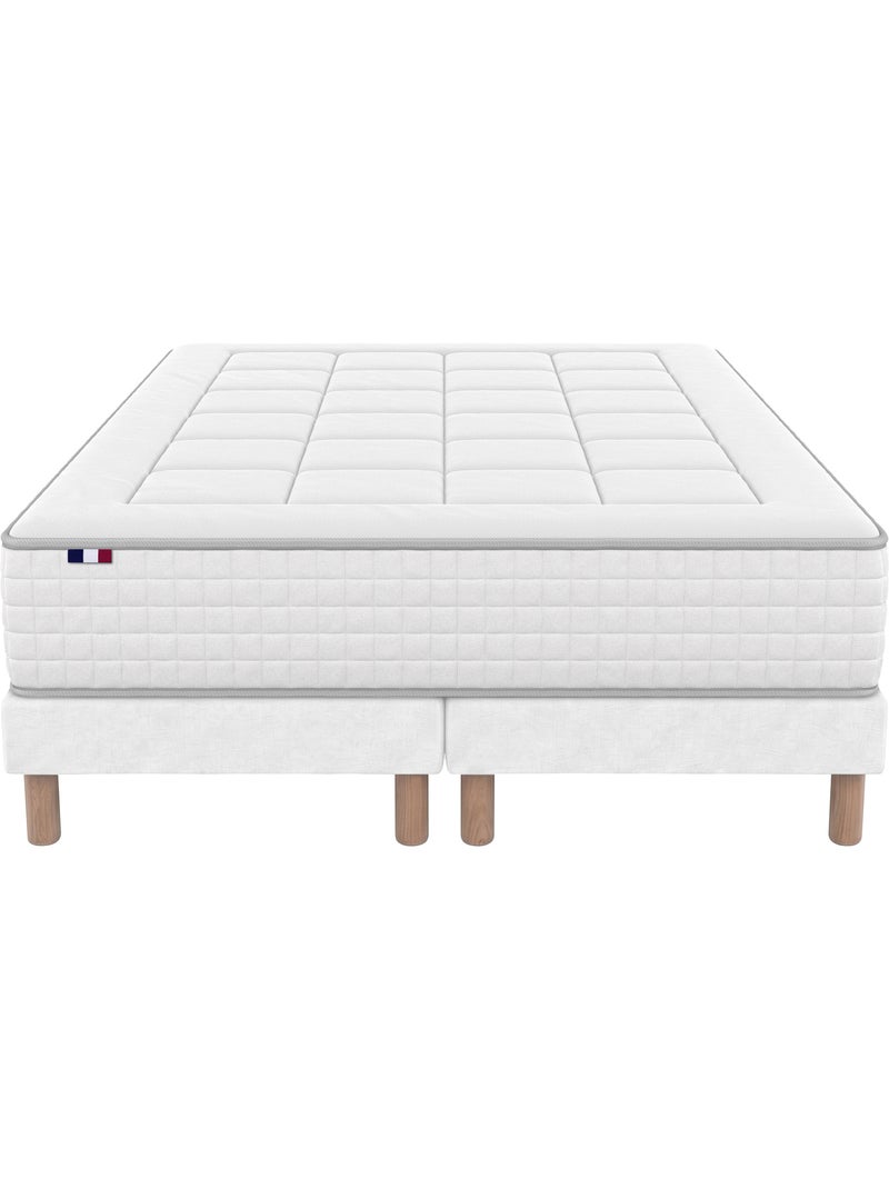 Ensemble matelas ressorts mémoire de forme bellagio sommier déco blanc Blanc - Kiabi