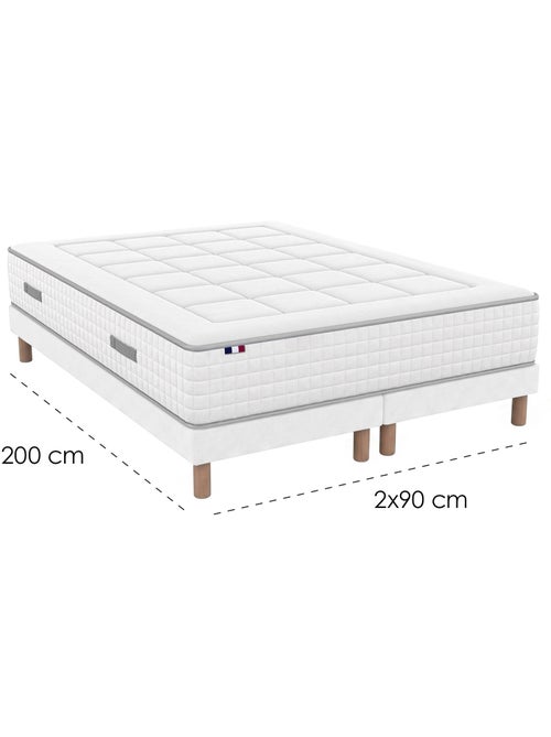 Ensemble matelas ressorts mémoire de forme bellagio sommier déco blanc - Kiabi Ensemble matelas ressorts mémoire de forme bellagio sommier déco blanc - Kiabi