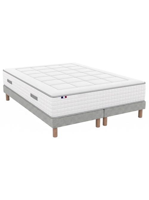 Ensemble matelas ressorts mémoire de forme bellagio sommier déco gris - Kiabi