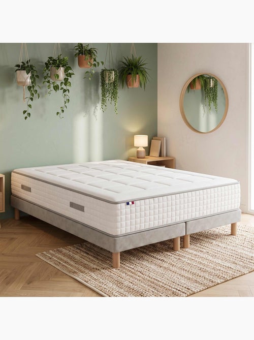 Ensemble matelas ressorts mémoire de forme bellagio sommier déco gris - Kiabi