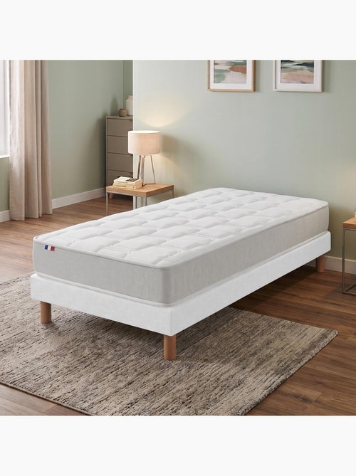 Ensemble matelas ressorts mémoire de forme dimame sommier déco blanc - Kiabi