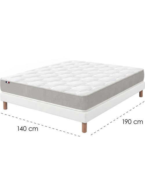 Ensemble matelas ressorts mémoire de forme dimame sommier déco blanc - Kiabi