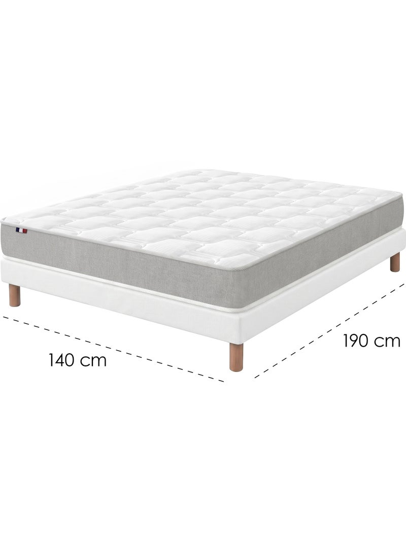 Ensemble matelas ressorts mémoire de forme dimame sommier déco blanc Blanc - Kiabi