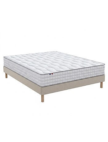 Ensemble matelas ressorts, mémoire de forme, H24, sommier kit beige