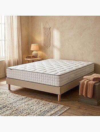 Ensemble matelas ressorts, mémoire de forme, H24, sommier kit beige